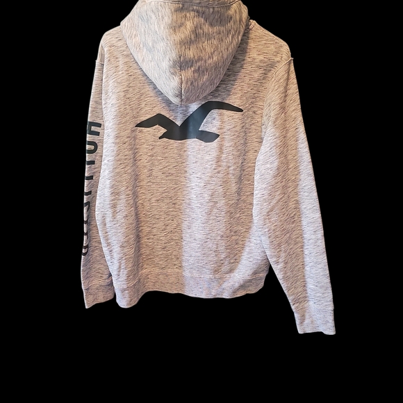 Hollister Women's Light Gray Hoodie with Black Logo - Picture 4 of 4